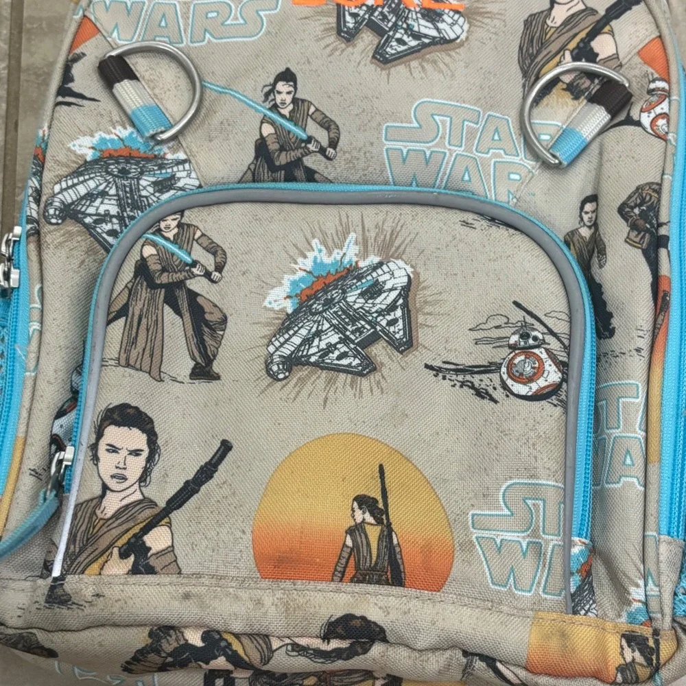 Pottery Barn Kids Star Wars‎ Rey Millennium Falcon Backpack Tan Blue Small